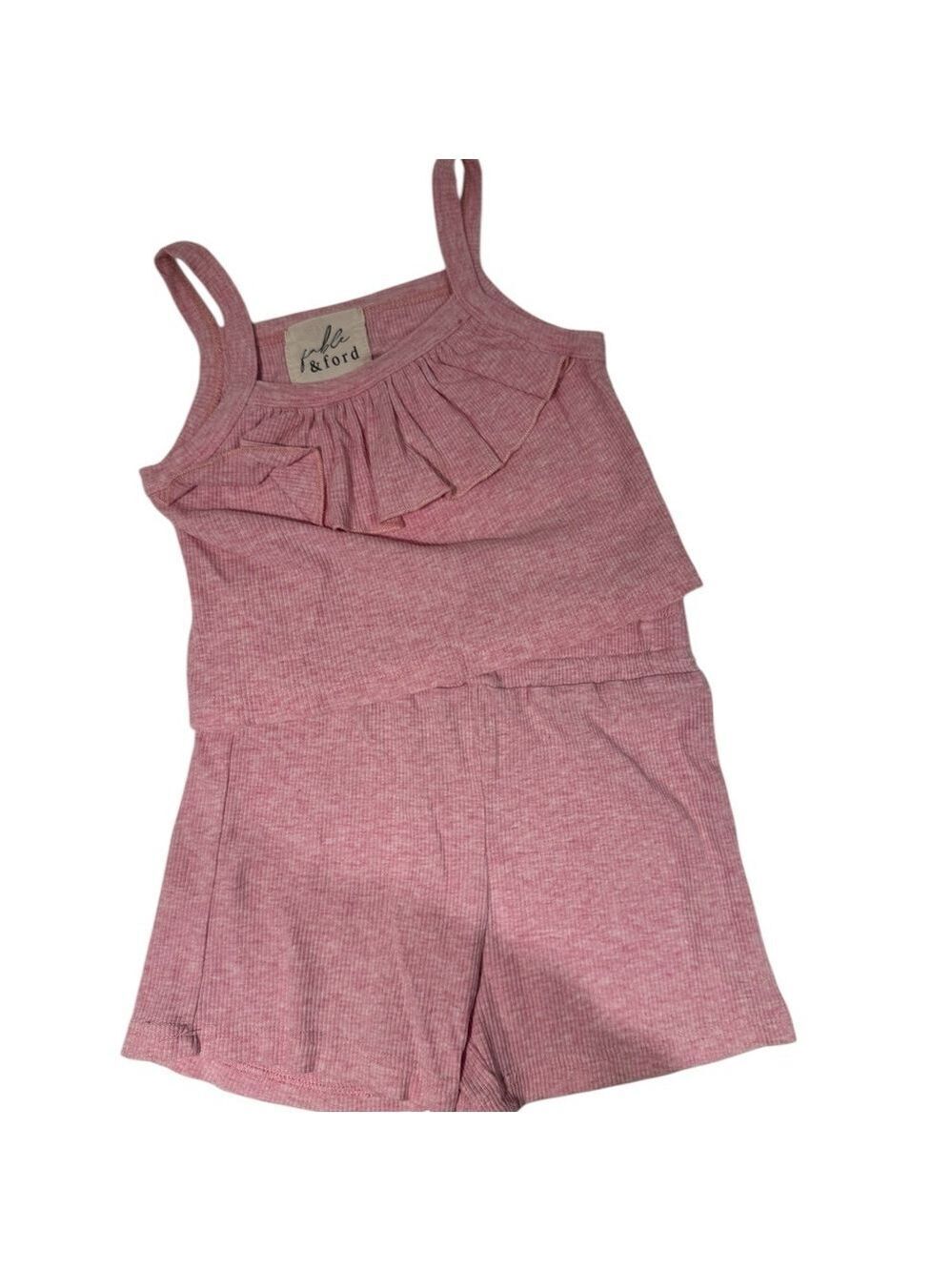 FABLE & FORD Pink Ribbed Ruffled Set - size 3